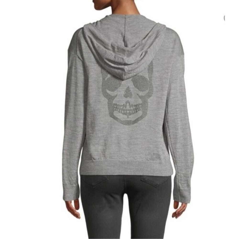 Zadig & Voltaire Gray Skull-Back Zip Up Hoodie - S